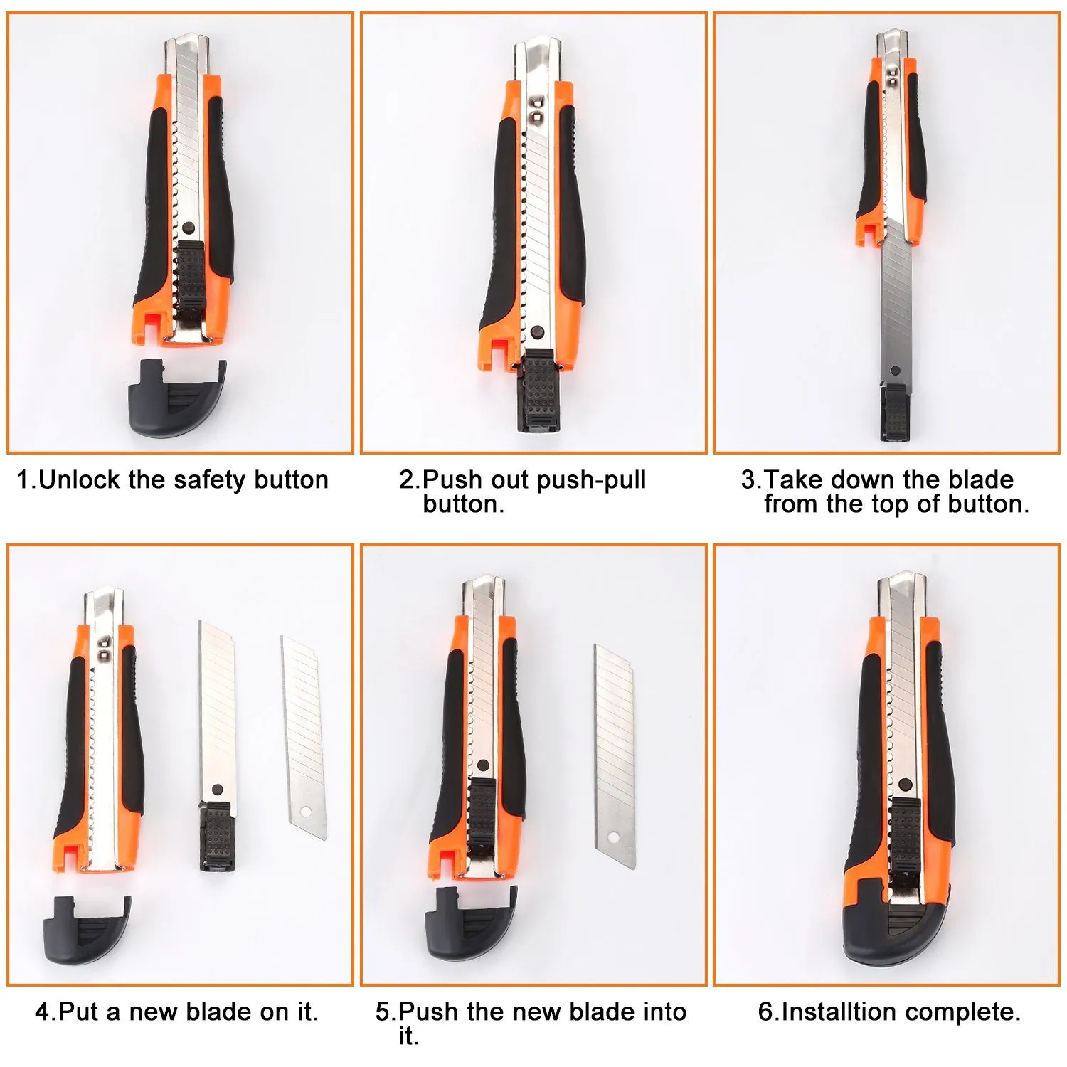 12-Packs: AGPtEK Utility Knife 18mm Retractable Safety Box Cutter with 12 Extra Spare Blades