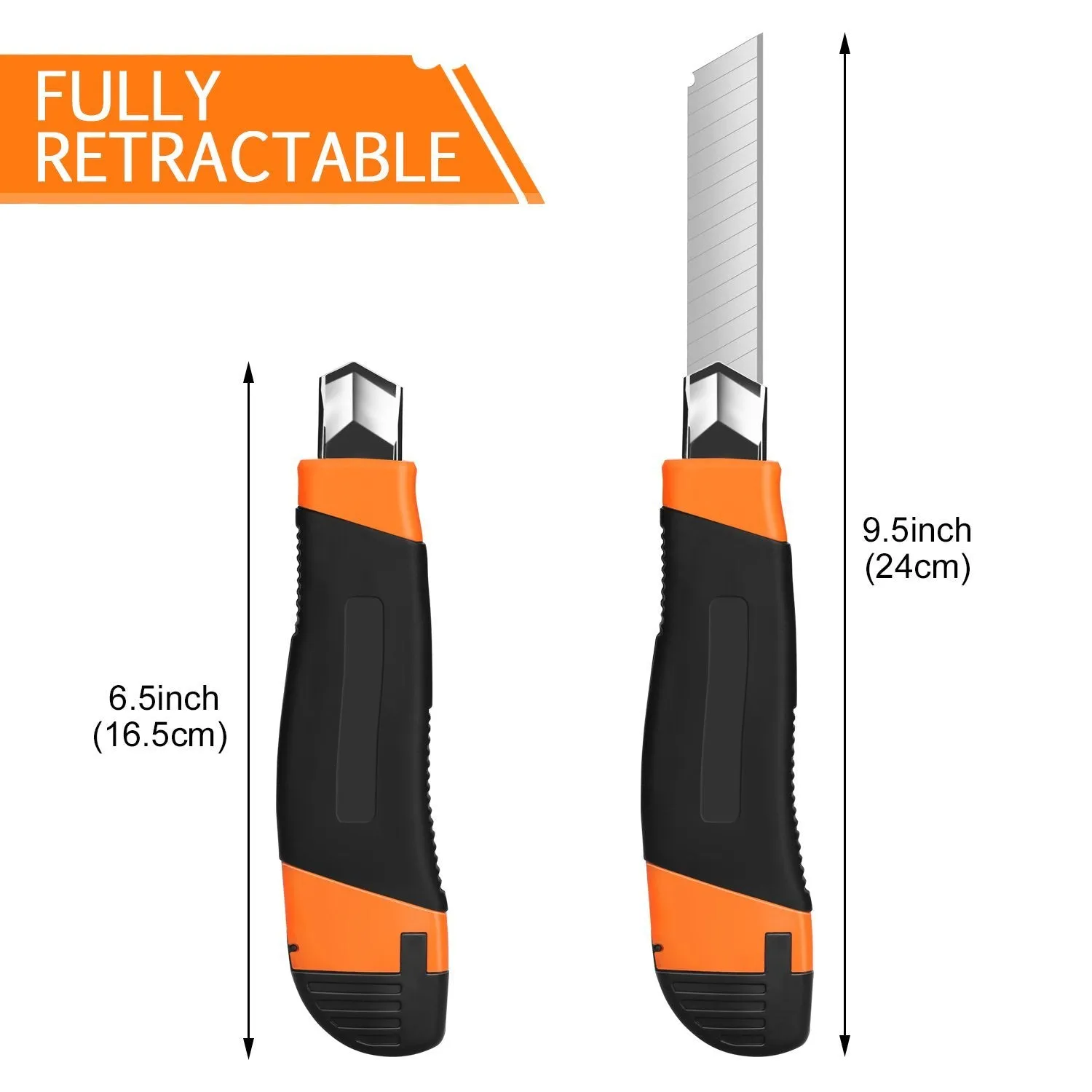 12-Packs: AGPtEK Utility Knife 18mm Retractable Safety Box Cutter with 12 Extra Spare Blades