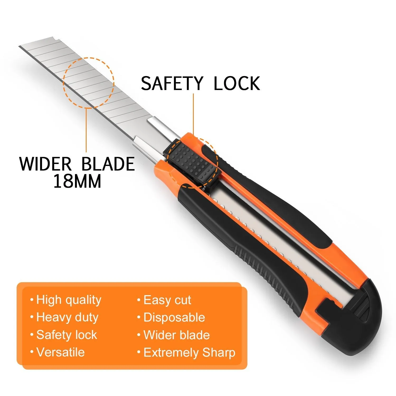 12-Packs: AGPtEK Utility Knife 18mm Retractable Safety Box Cutter with 12 Extra Spare Blades