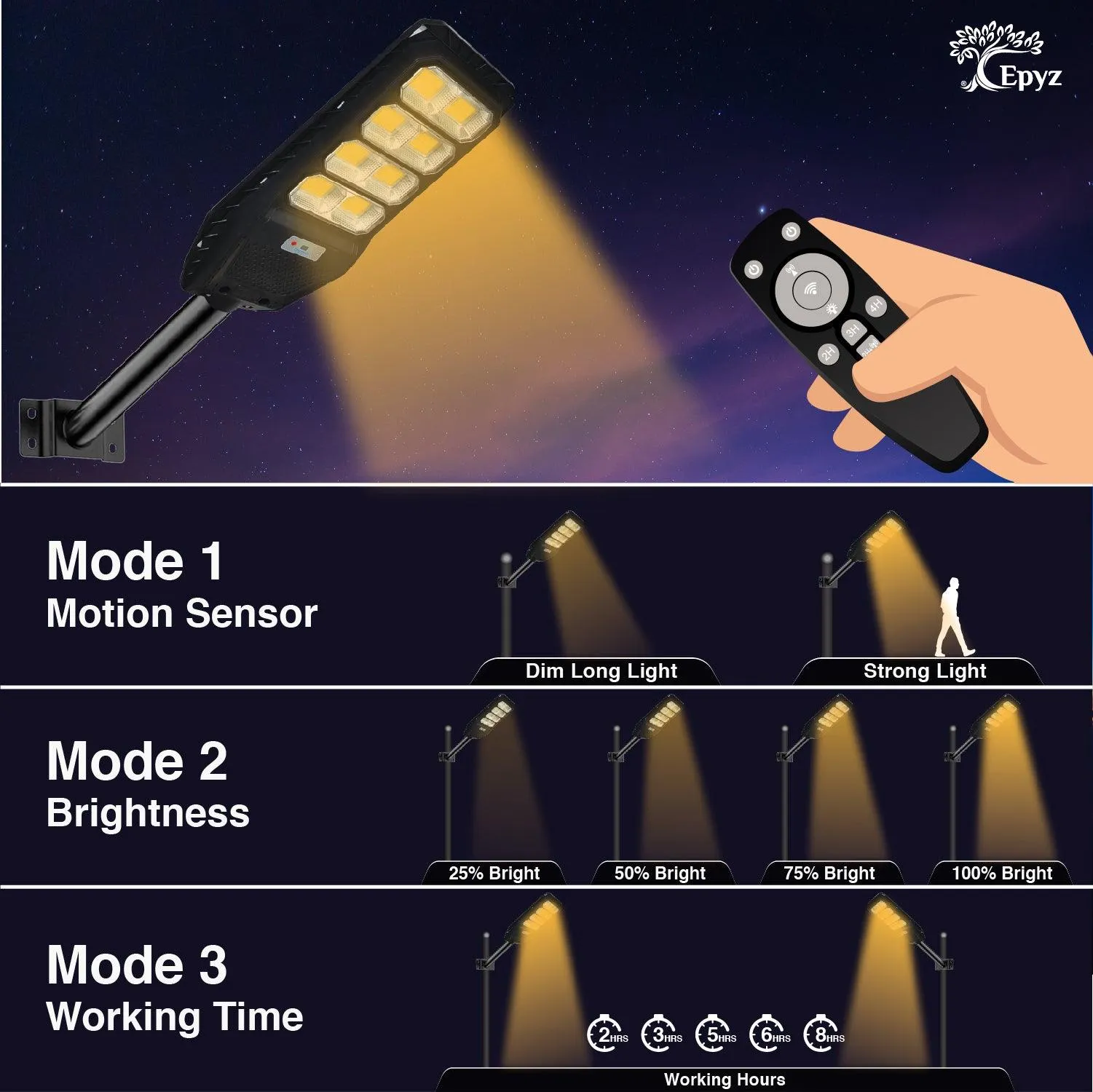 150 Watt Solar Street Light (Warm Light)