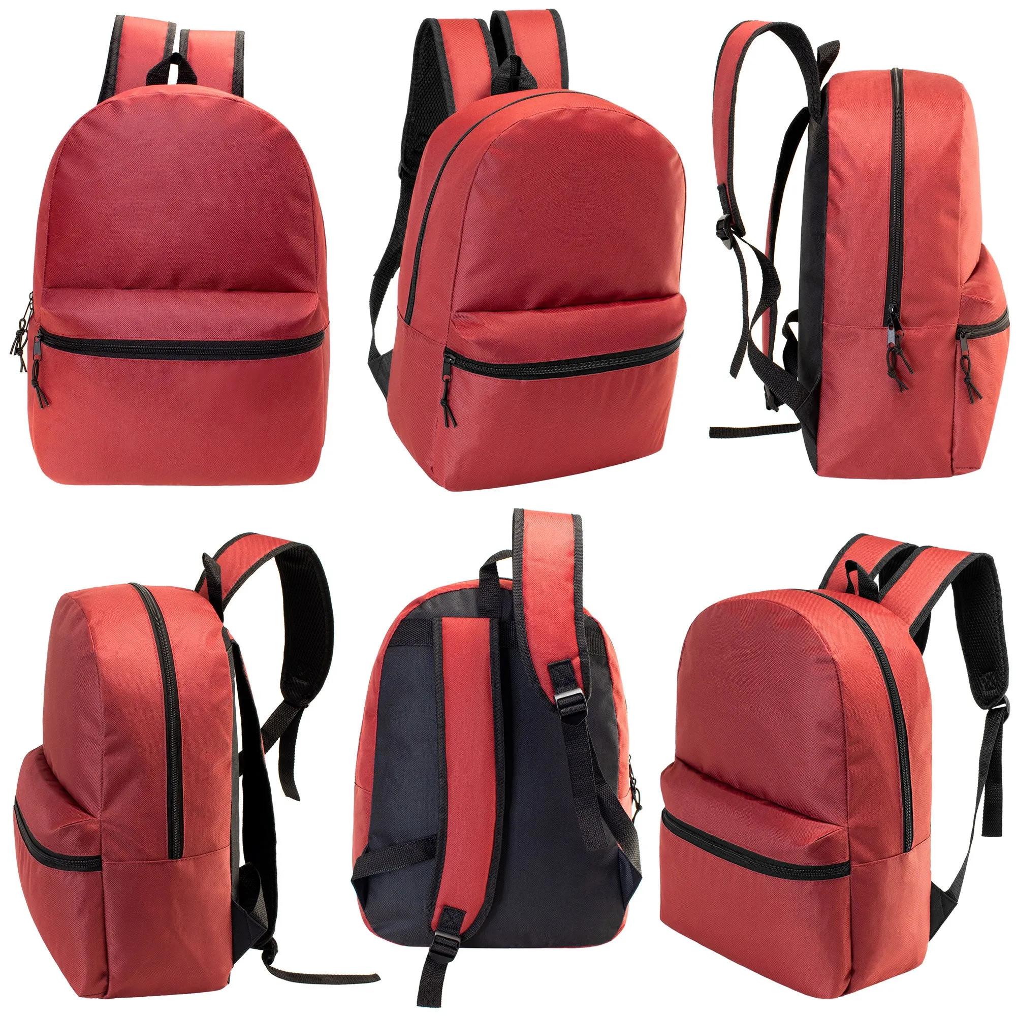 17" Kids Basic Wholesale Backpack in 12 Colors - Bulk Case of 24 Backpacks