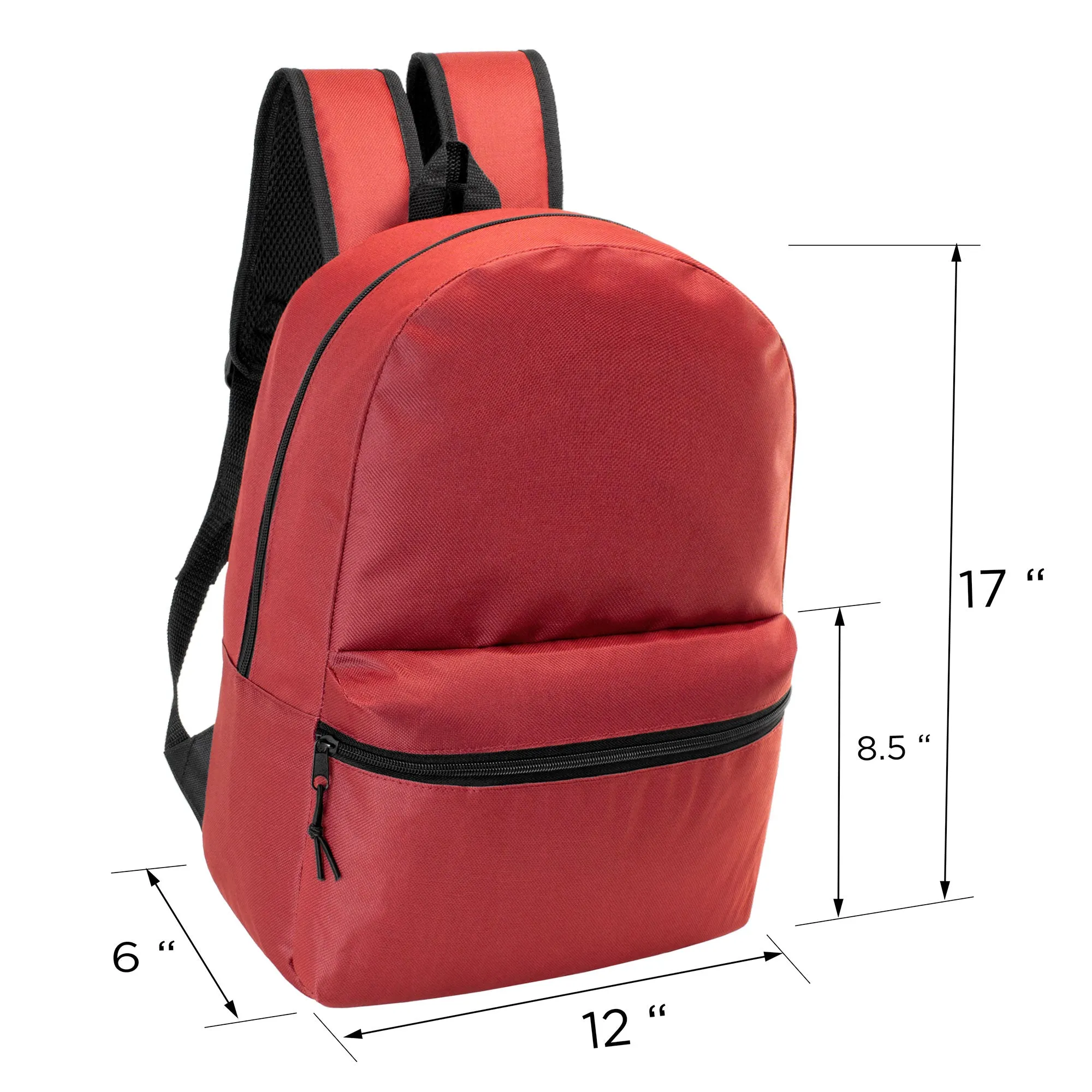 17" Kids Basic Wholesale Backpack in 12 Colors - Bulk Case of 24 Backpacks