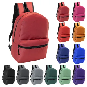 17" Kids Basic Wholesale Backpack in 12 Colors - Bulk Case of 24 Backpacks