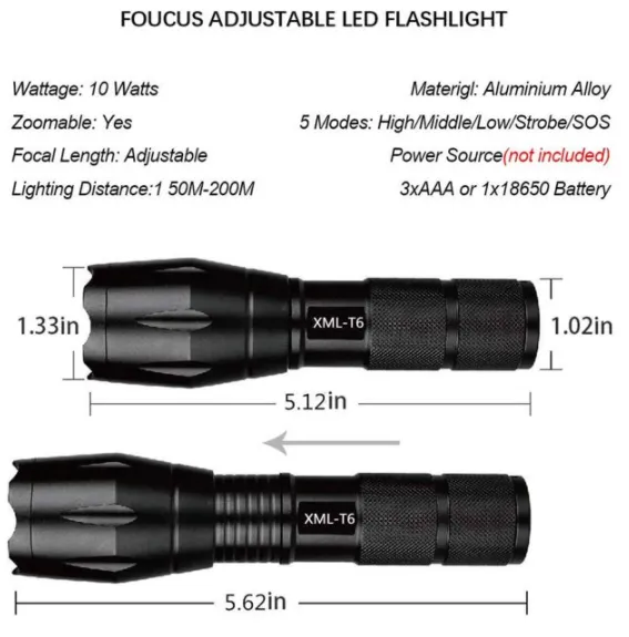 3 Pack LED Flashlight Portable 2000 Lumens Rechargeable Mini Flashlight with 5 Light Modes