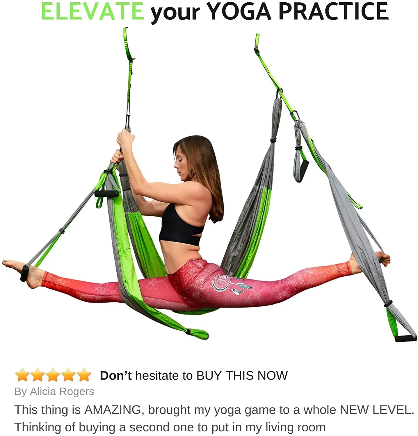 Aerial Trapeze Yoga Swing - [UPDATED VERSION] Gym Strength Antigravity Yoga Hammock - Inversion Trapeze Sling Exercise Equipment with Two Extender Hanging Straps - Blue Swings & Beginner Instructions