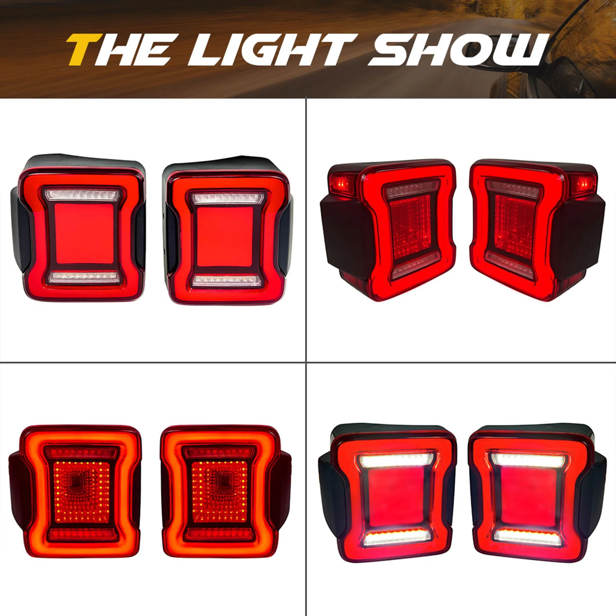 AMERICAN MODIFIED Red V2 Tunnel Tail Lights-2018-20 Jeep Wrangler JL(Open Box)