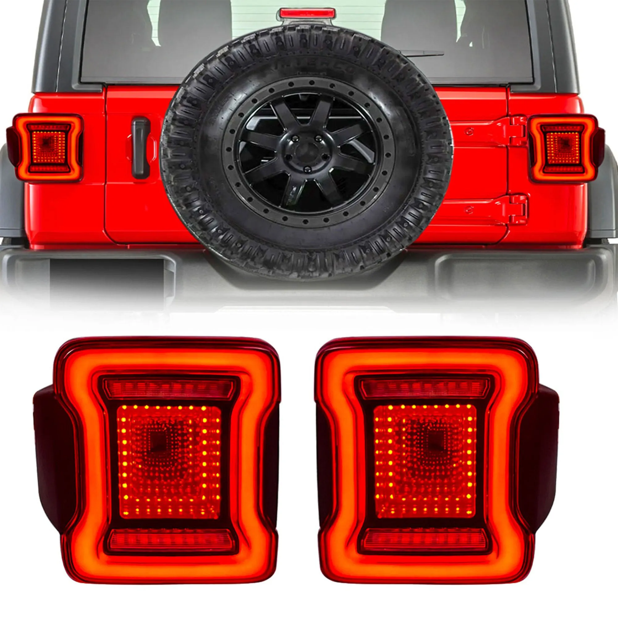 AMERICAN MODIFIED Red V2 Tunnel Tail Lights-2018-20 Jeep Wrangler JL(Open Box)