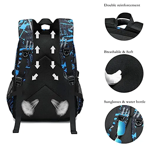 Asge Backpack for School Boys Backpacks for Kids Camo Bookbag for Middle School Bags Waterproof Travel Back Pack (Blue)