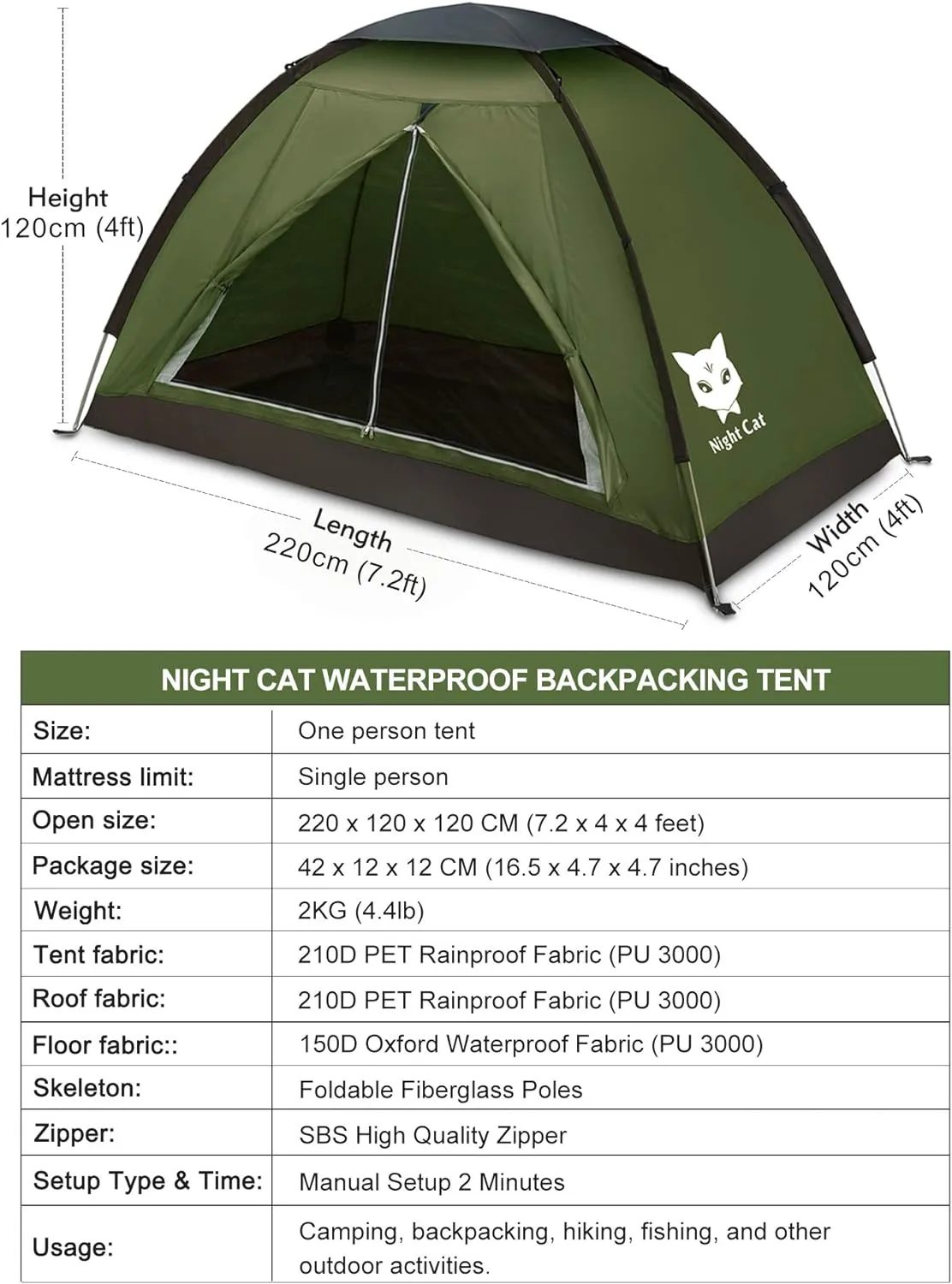 Backpacking Tent for One 1 to 2 Persons Lightweight Waterproof Camping Hiking Tents for Adults Kids Scouts Easy Setup Tent for One 1 to 2 Persons Lightweight Waterproof Tents Easy Setup