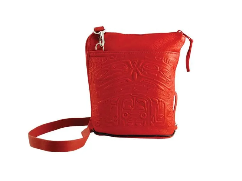 Bear Box Compact Crossbody Bag Deerskin Red