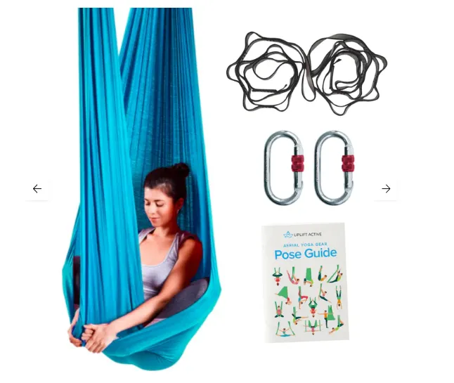 Blue Low Stretch Yoga Hammock Set   Rigging Equipment (USA Shipping Only)