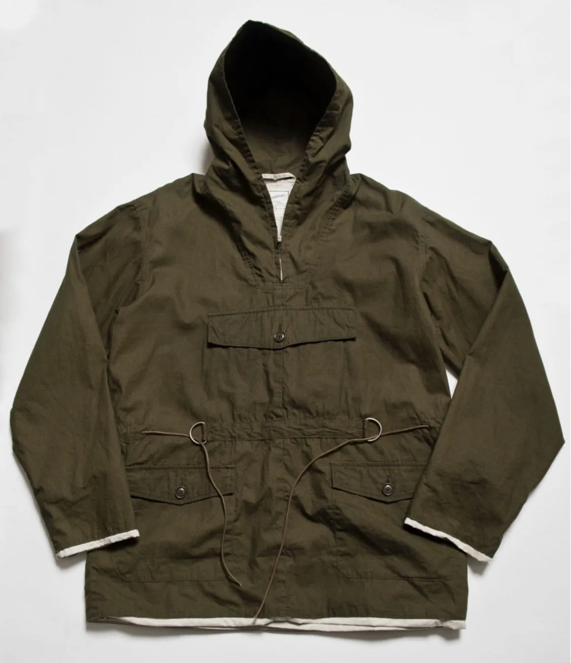 Brush High Density Water-Repellant Cotton Poplin Anorak in Forest Green