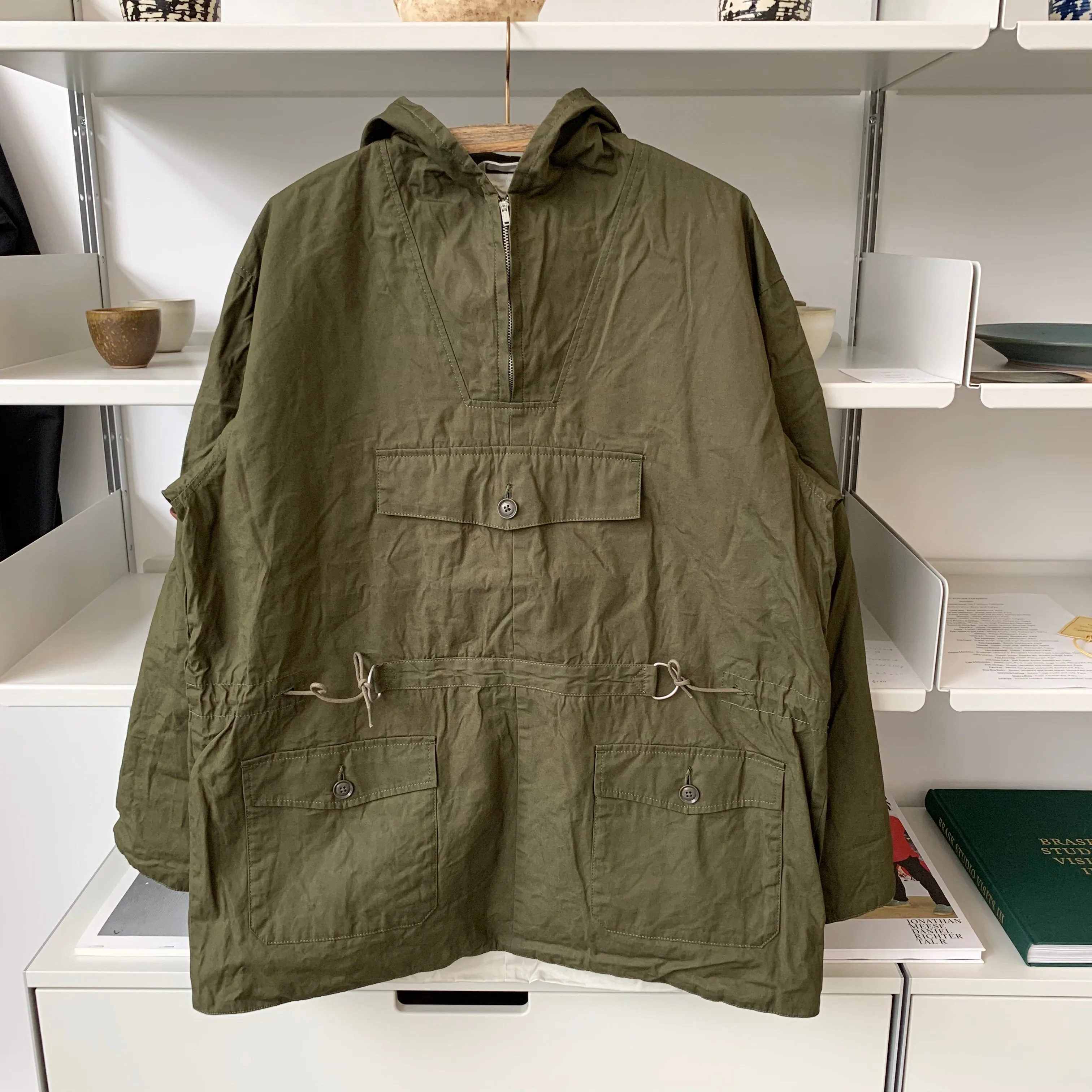 Brush High Density Water-Repellant Cotton Poplin Anorak in Forest Green