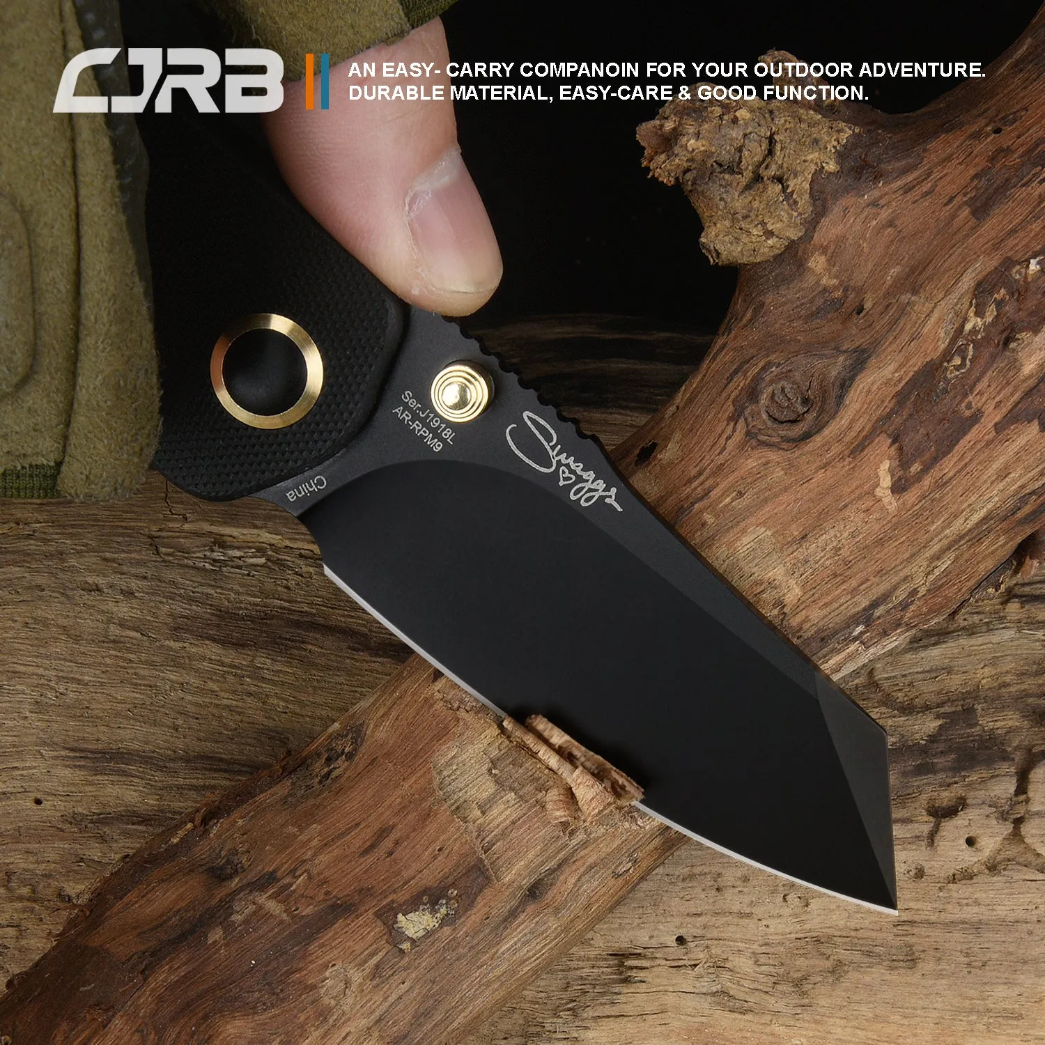 CJRB More Maileah J1918L Black PVD Coated AR-RPM9 Steel Blade Folding Knives