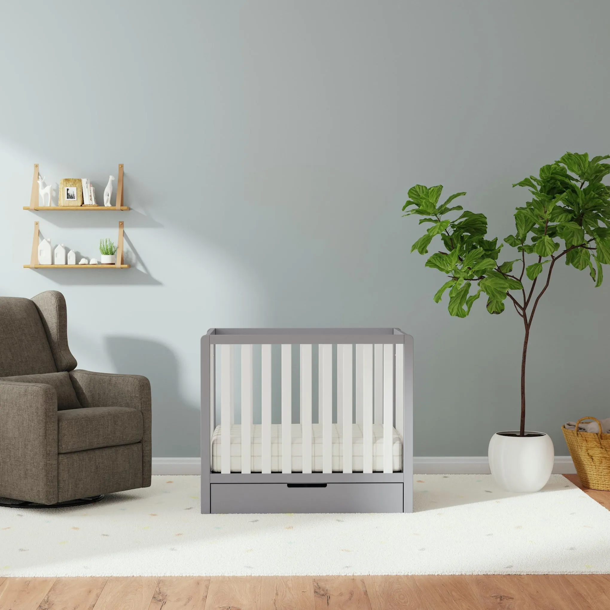 Colby 4-in-1 Convertible Mini Crib with Trundle