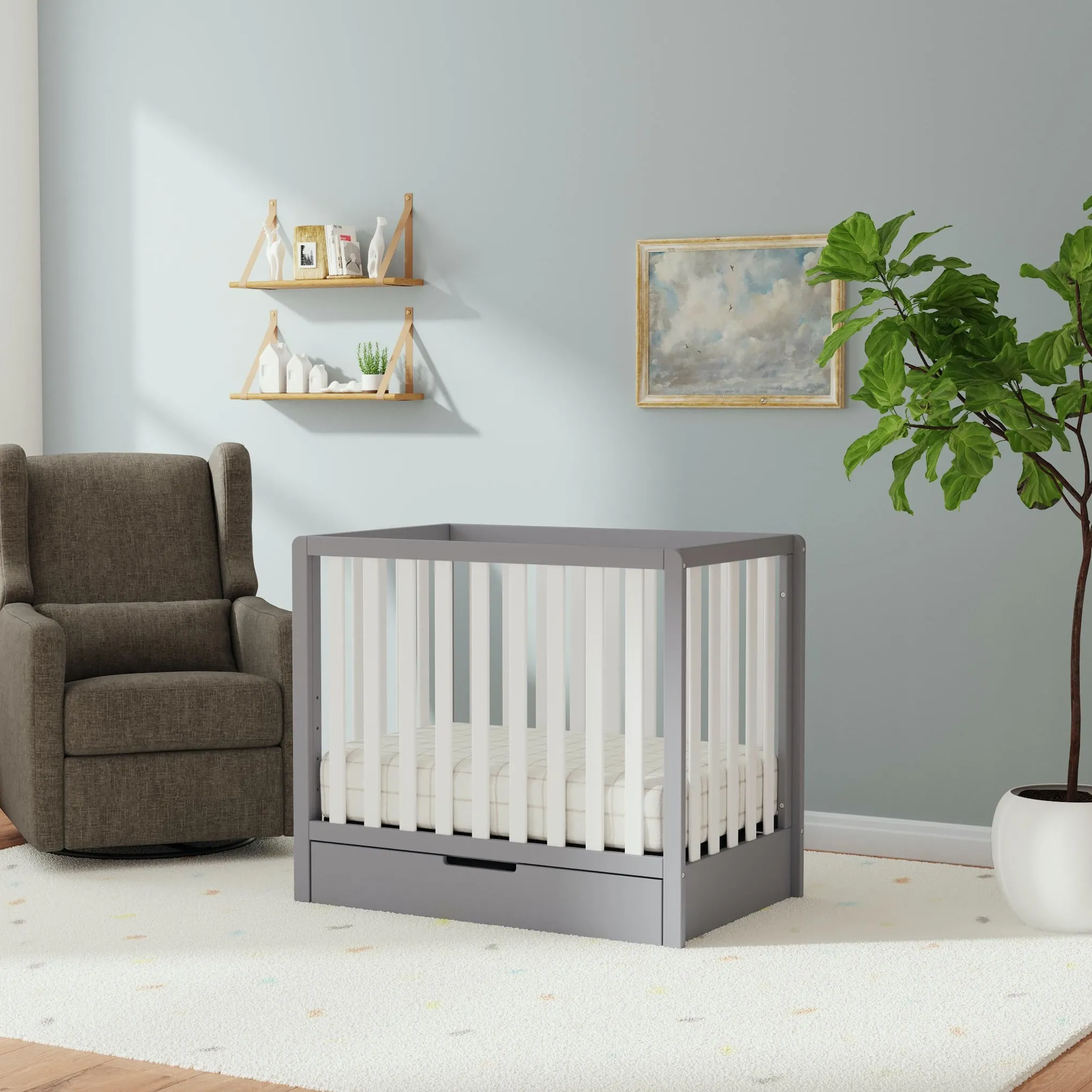 Colby 4-in-1 Convertible Mini Crib with Trundle