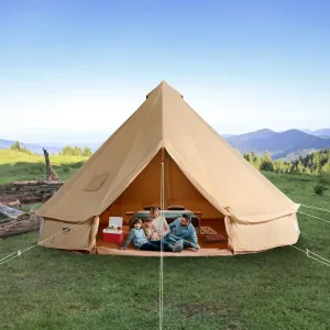 cozy 4-Season Camping Yurt Tent Canvas Bell Tent 7 m/22.97ft with Stove Jack