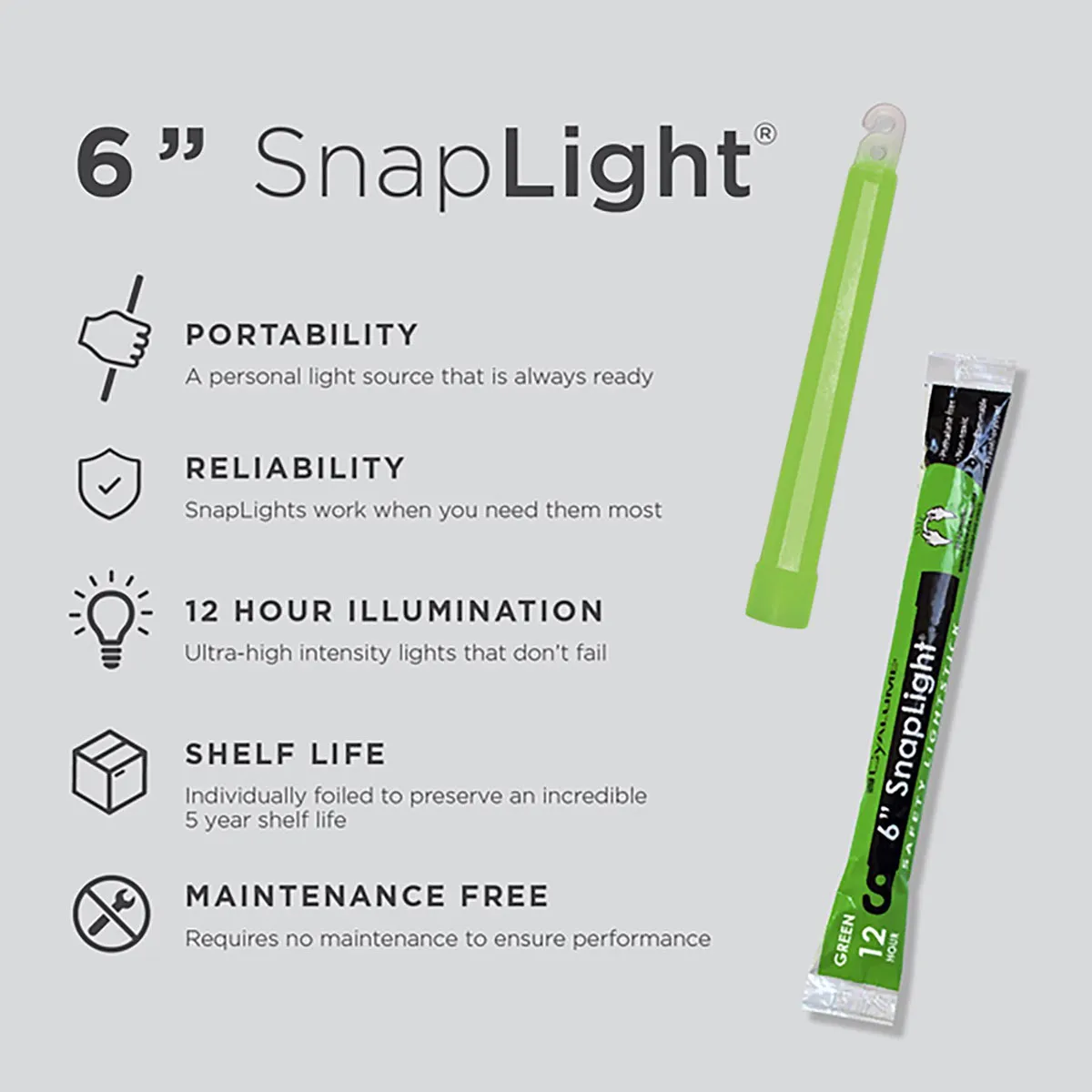 Cyalume SnapLight Lightstick 12 Hour 6”  Green