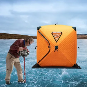 essential Portable Ice Fishing Tent Fishing Shelter Thermal Ice Fishing Tent 210D Oxford Cloth Fiberglass Winter Orange