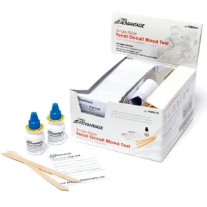 Fecal Occult Blood Stool Test Kit with 100 Single Slides Tests, 2 x 10mL Developers, Applicator, 100/bx