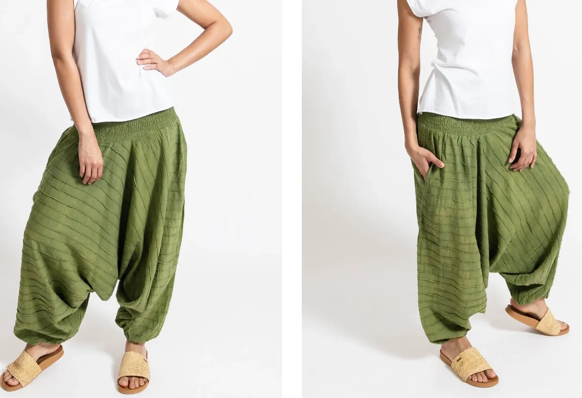 Frayed Drop Crotch Harem Pants