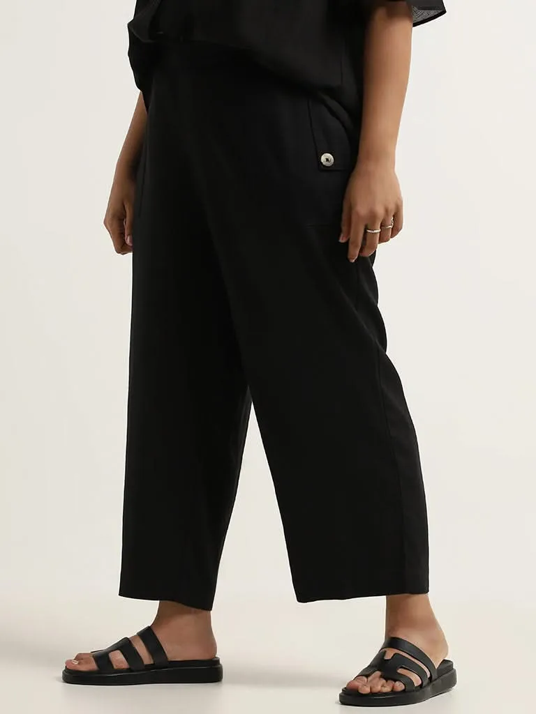 Gia Black Mid-Rise Straight-Fit Pants