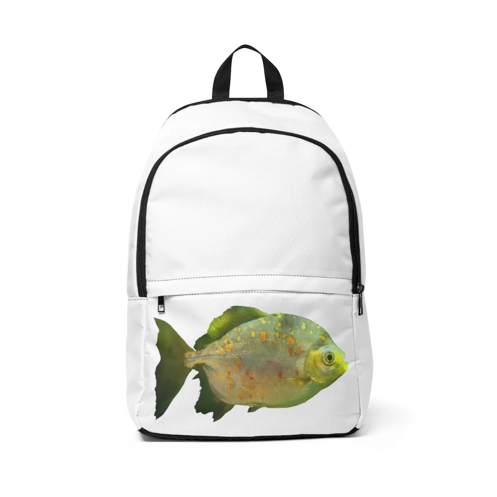 Green Fish with Specs Unisex Fabric Backpack