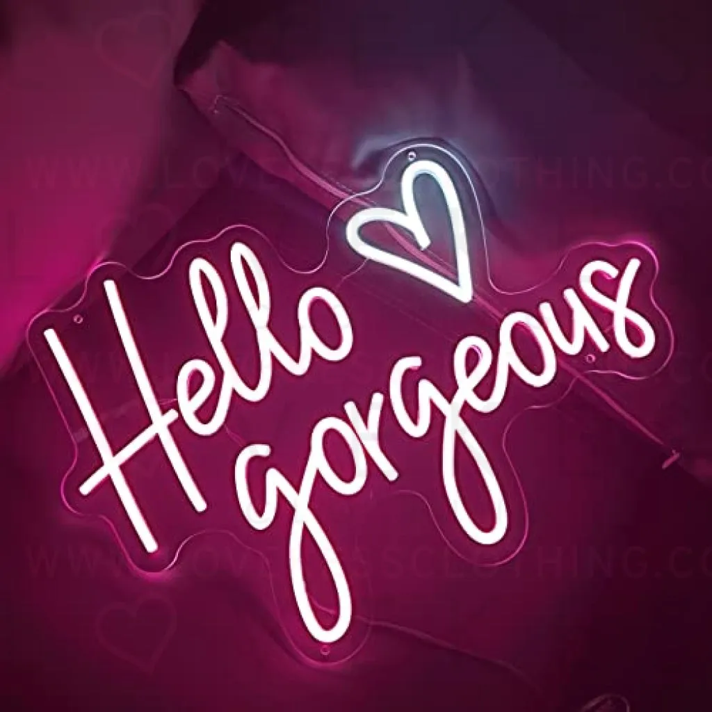 Hello Gorgeous Neon Signs Large LED Neon Light Signs for Bedroom, Neon Sign Wall Art Gifts, Pink Neon Signs for Home Wall (2Pink (20x14in))