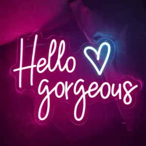 Hello Gorgeous Neon Signs Large LED Neon Light Signs for Bedroom, Neon Sign Wall Art Gifts, Pink Neon Signs for Home Wall (2Pink (20x14in))