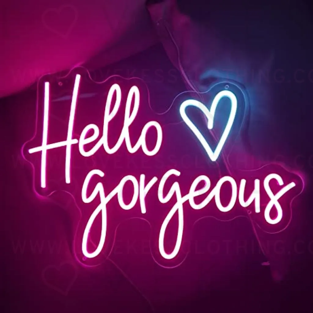 Hello Gorgeous Neon Signs Large LED Neon Light Signs for Bedroom, Neon Sign Wall Art Gifts, Pink Neon Signs for Home Wall (2Pink (20x14in))