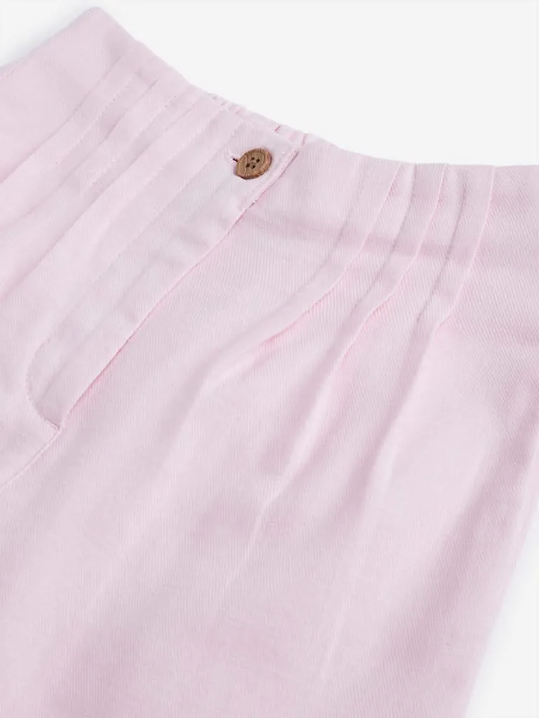 HOP Kids Light Pink Pleated Wide-Leg Pants