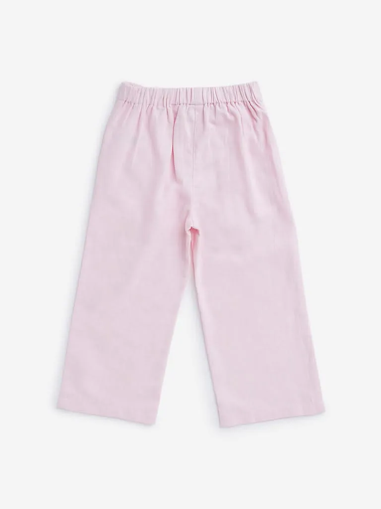 HOP Kids Light Pink Pleated Wide-Leg Pants