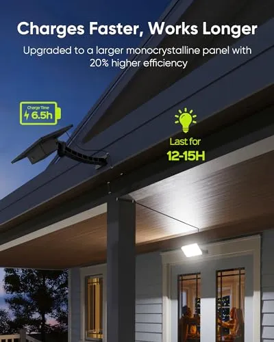 JACKYLED 1000 Lumens 299 LED Solar Lights Outdoor Bright Solar Dusk to Dawn Light with 4000mAh Battery, IP65 Waterproof Outdoor Solar Powered Security Flood Light for Wall Porch Shed Barn