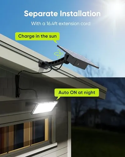 JACKYLED 1000 Lumens 299 LED Solar Lights Outdoor Bright Solar Dusk to Dawn Light with 4000mAh Battery, IP65 Waterproof Outdoor Solar Powered Security Flood Light for Wall Porch Shed Barn