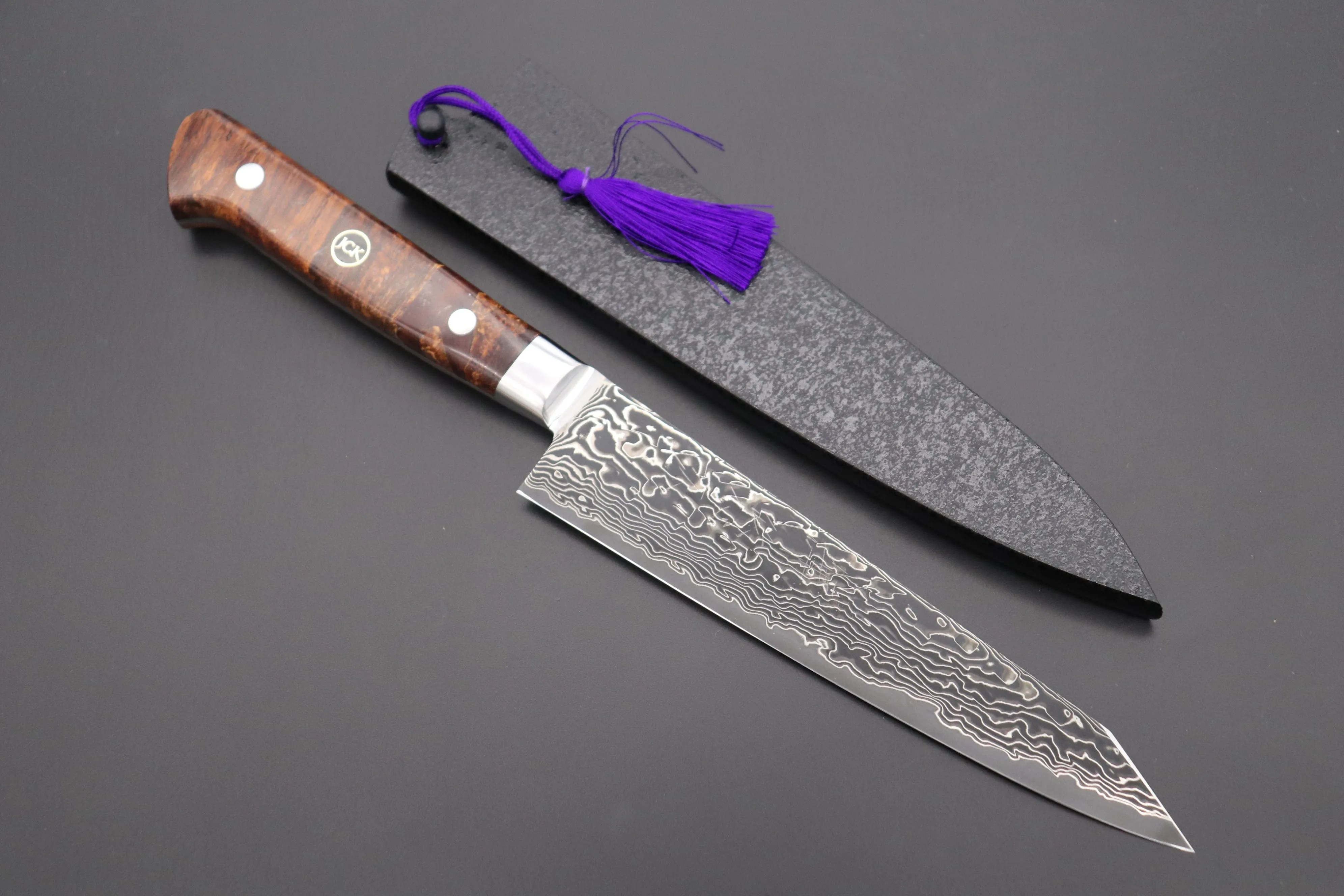 JCK Original Kagayaki Grand Canyon R-2 Black Damascus Series GCYU-5 Kiritsuke 145mm (5.7 Inch)