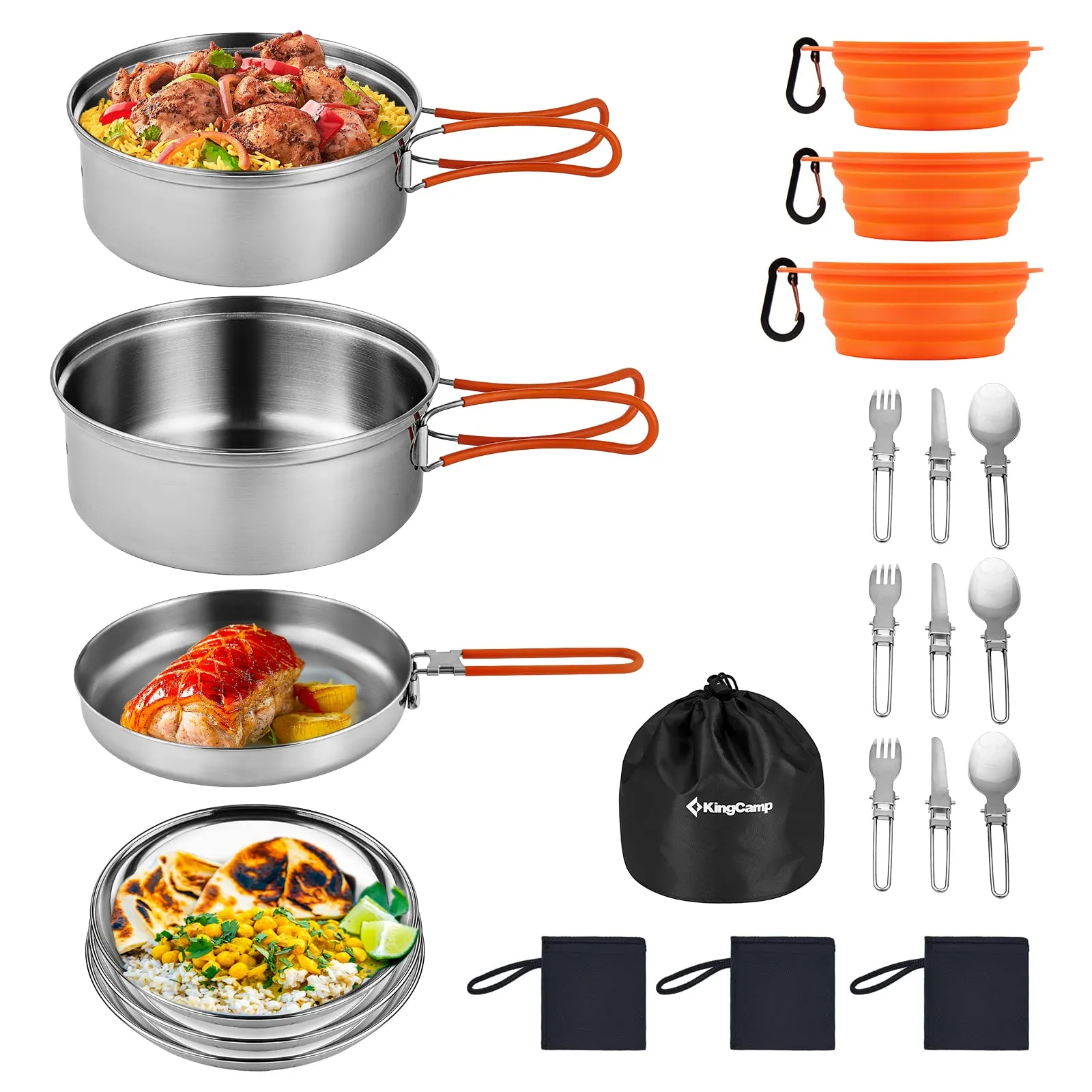 KingCamp ADVENTURER Stainless Steel 2-3 Person Cookware Mess Kit