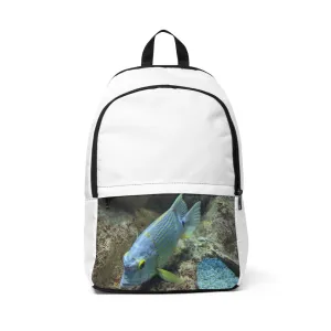 Light Blue Fish Unisex Fabric Backpack