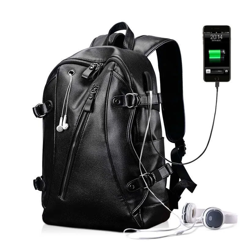 Men‘s External USB Charge Waterproof Backpack