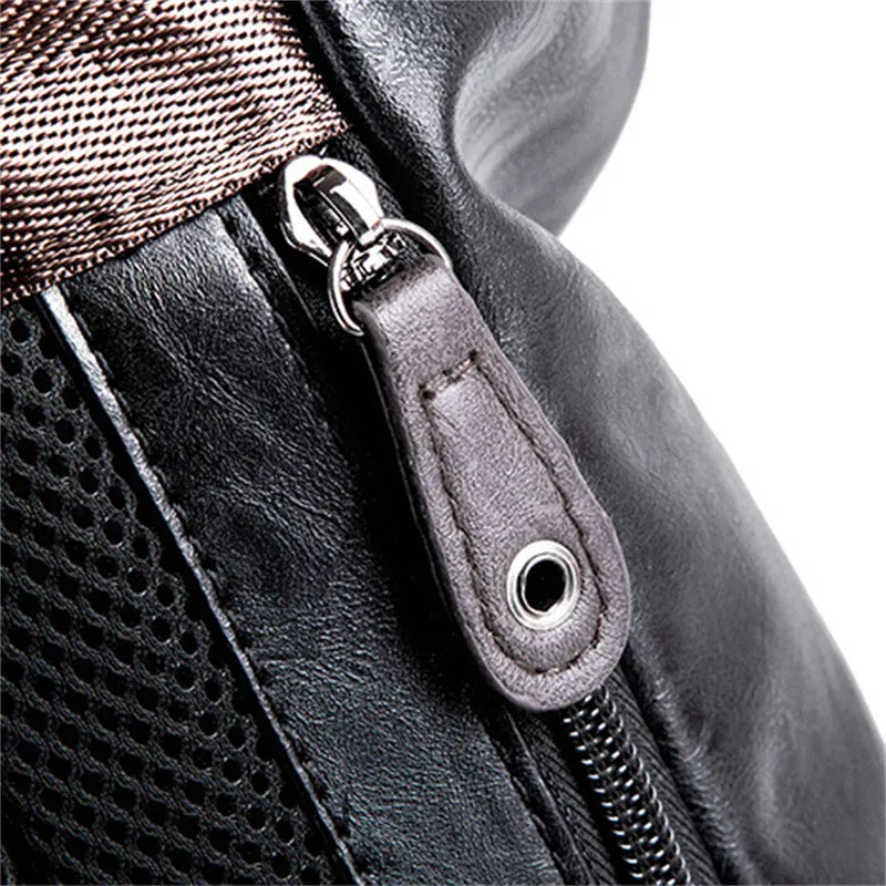 Men's Vintage Style Zipper Adjustable Shoulder Strap PU Backpacks