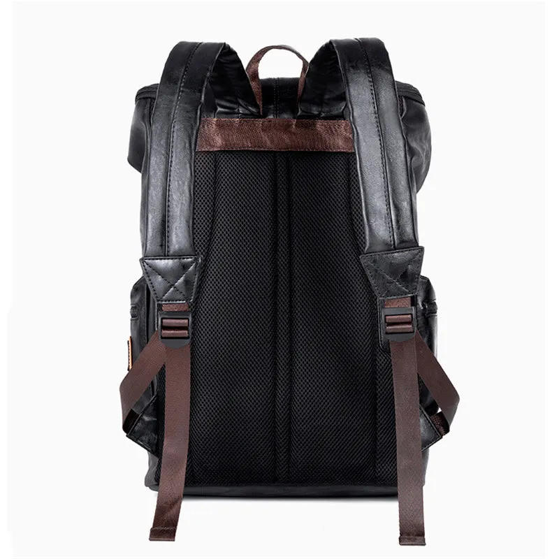 Men's Vintage Style Zipper Adjustable Shoulder Strap PU Backpacks