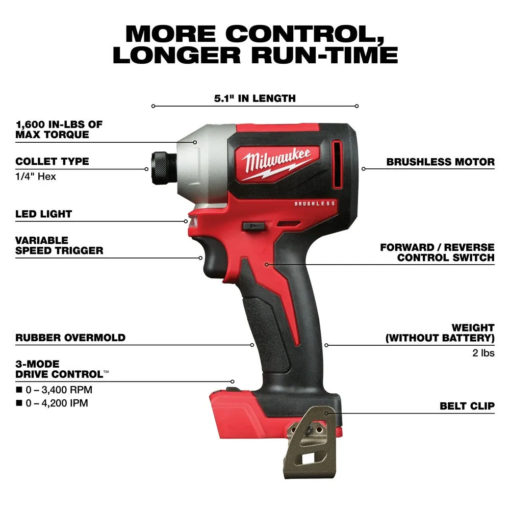 Milwaukee 2893-22CX M18 Brushless Hammer Drill/Impact Combo Kit 2.0,4.0