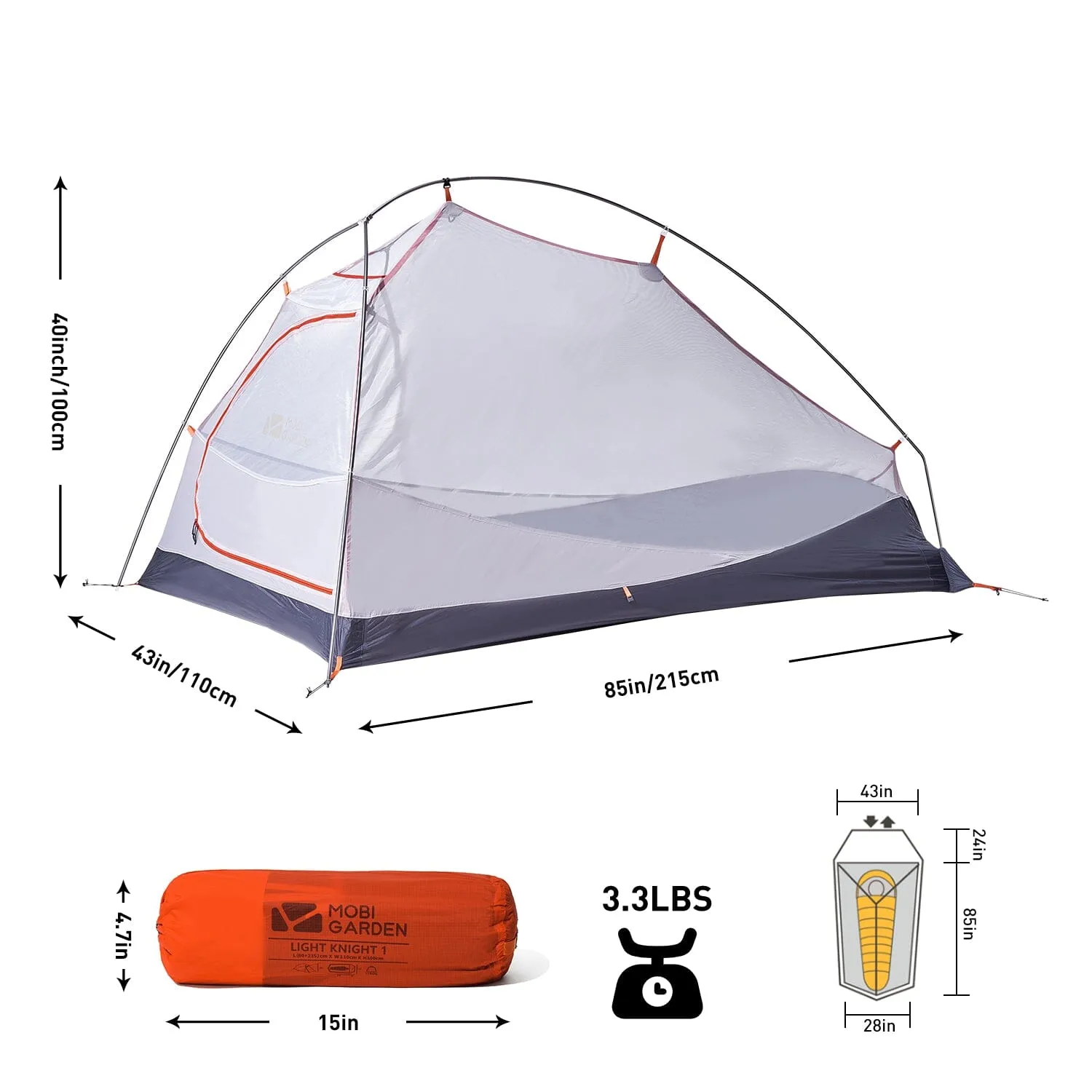 MOBI GARDEN Light Knight Ultralight Hiking Tent