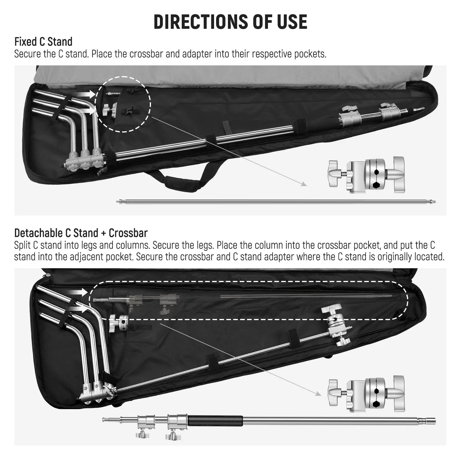 NEEWER NB-05 Upgraded Carrying Bag for Two C Stands