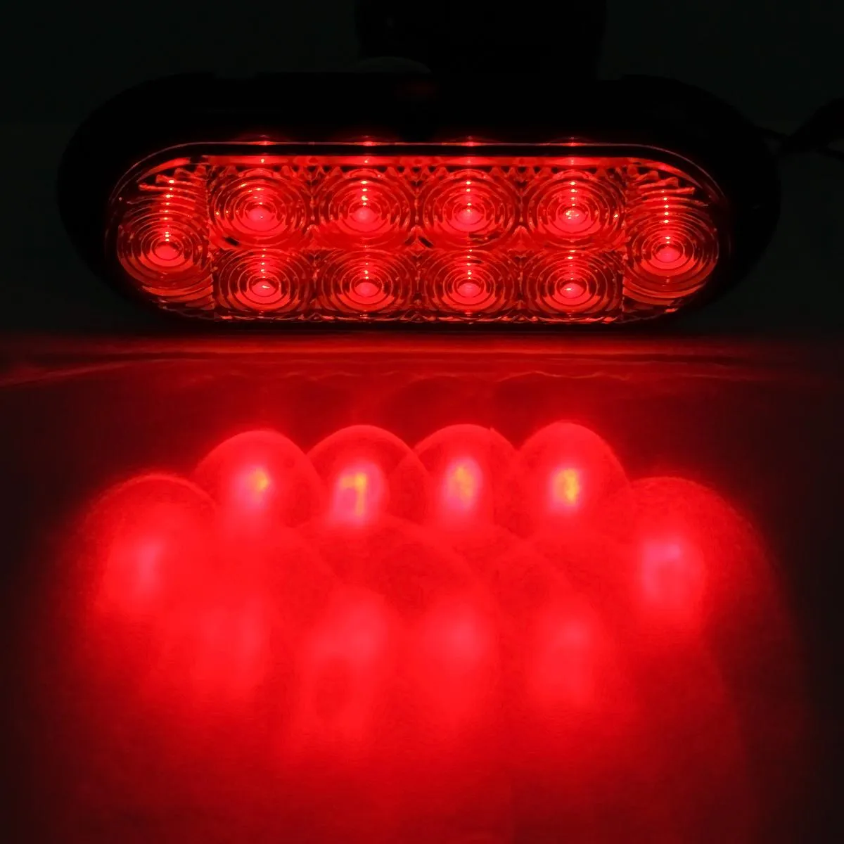 Partsam 12v LED Truck Trailer Light Kit Waterproof,2x 6inch Oval Red Stop Turn Tail Brake Lights 14.17inch Red 3 Light 9 LED Stainless Steel ID Light Bar (2xRed 2xAmber) 2inch Round 4 LED Side Marker Lamps