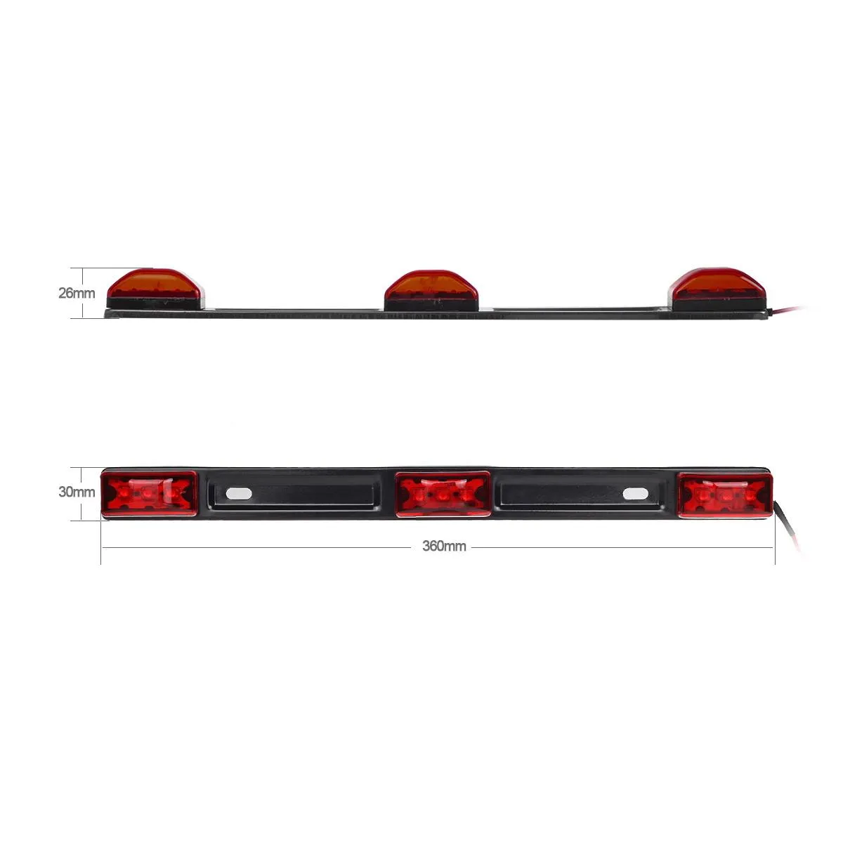 Partsam 12v LED Truck Trailer Light Kit Waterproof,2x 6inch Oval Red Stop Turn Tail Brake Lights 14.17inch Red 3 Light 9 LED Stainless Steel ID Light Bar (2xRed 2xAmber) 2inch Round 4 LED Side Marker Lamps