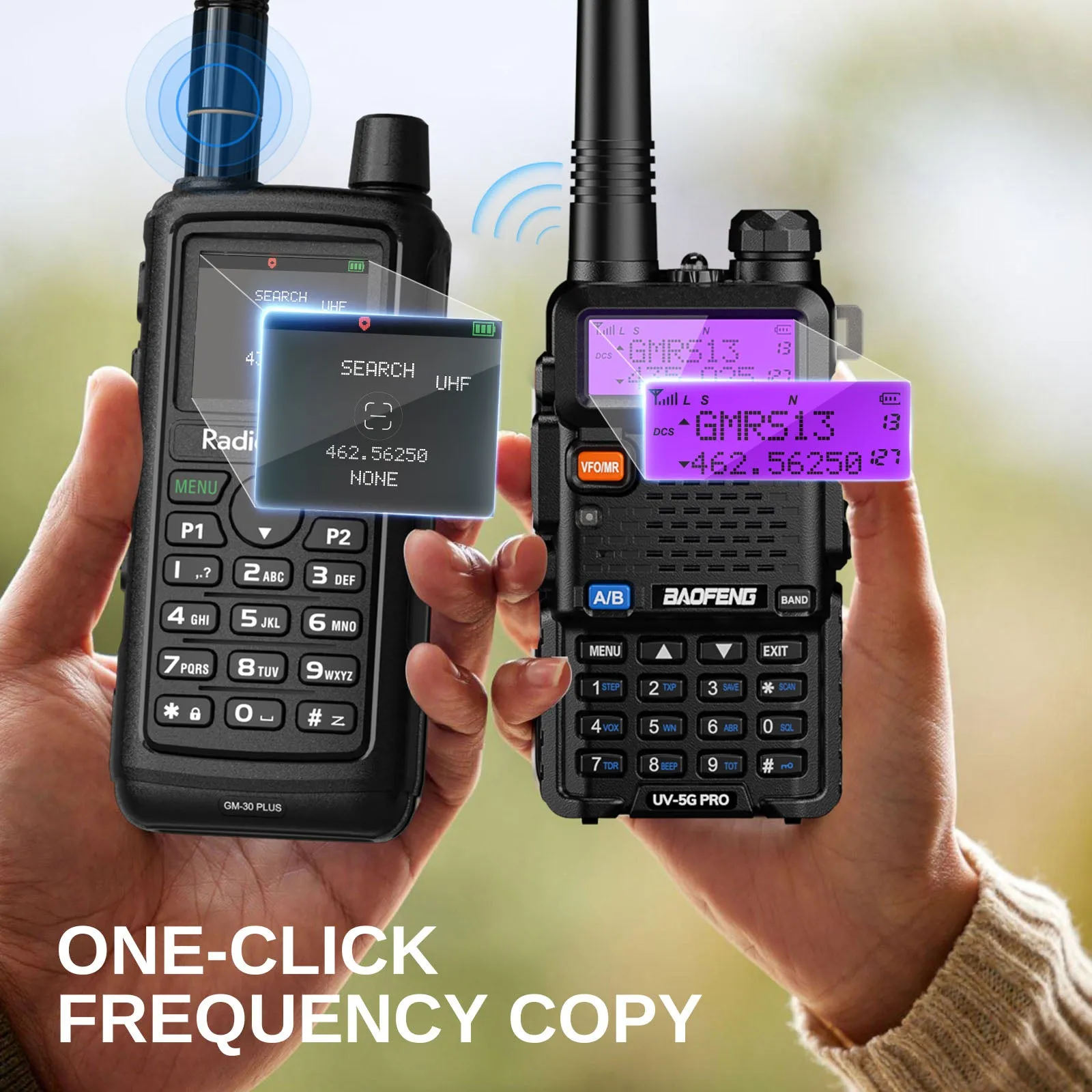 Radioddity GM-30 Plus GMRS Radio | 5W | 1000 Channels| GMRS Repeater | NOAA/UHF/VHF/Airband Scanner |  GPS Tracking | 2500mAh Battery | USB-C Charging