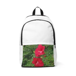 Red Flowers Unisex Fabric Backpack