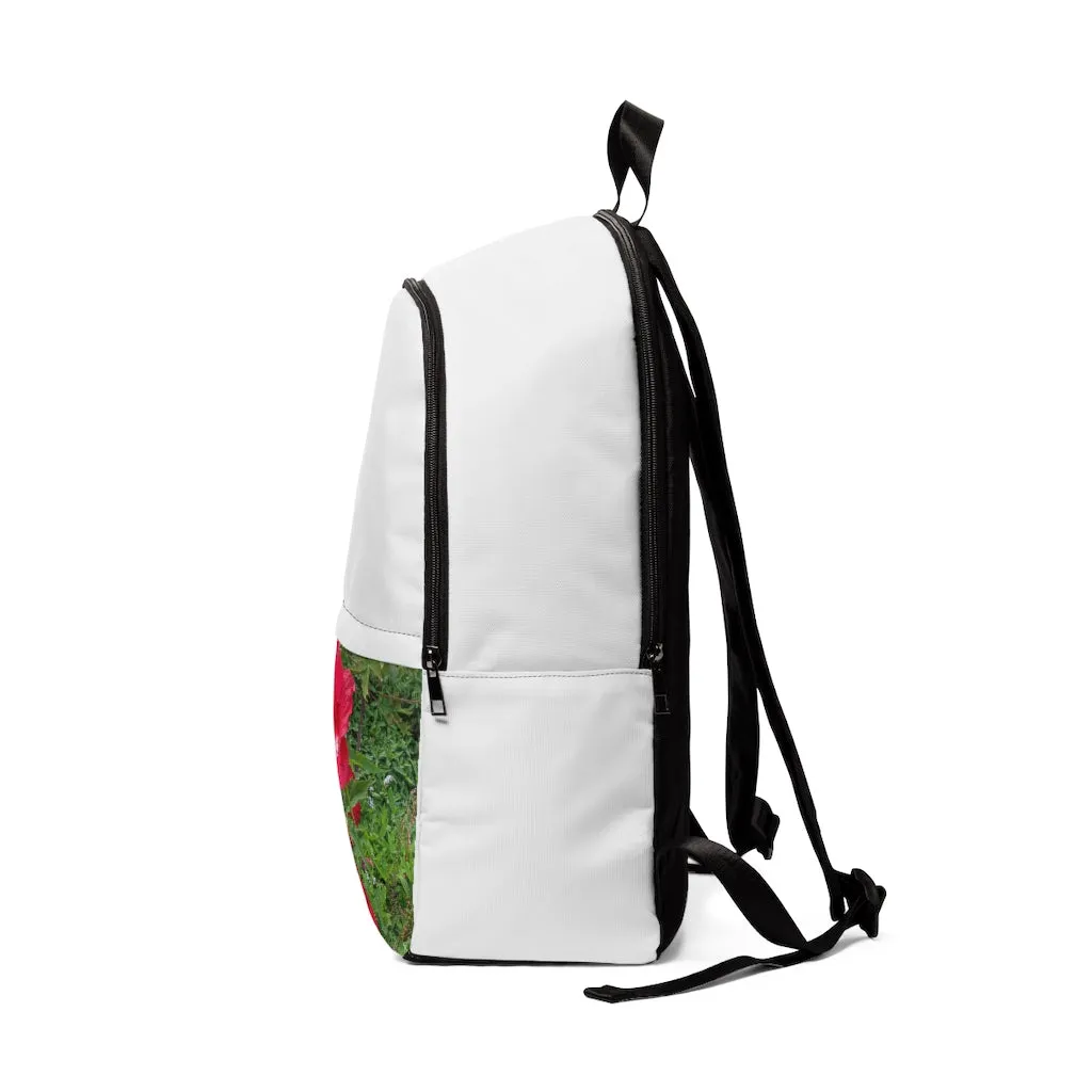 Red Flowers Unisex Fabric Backpack