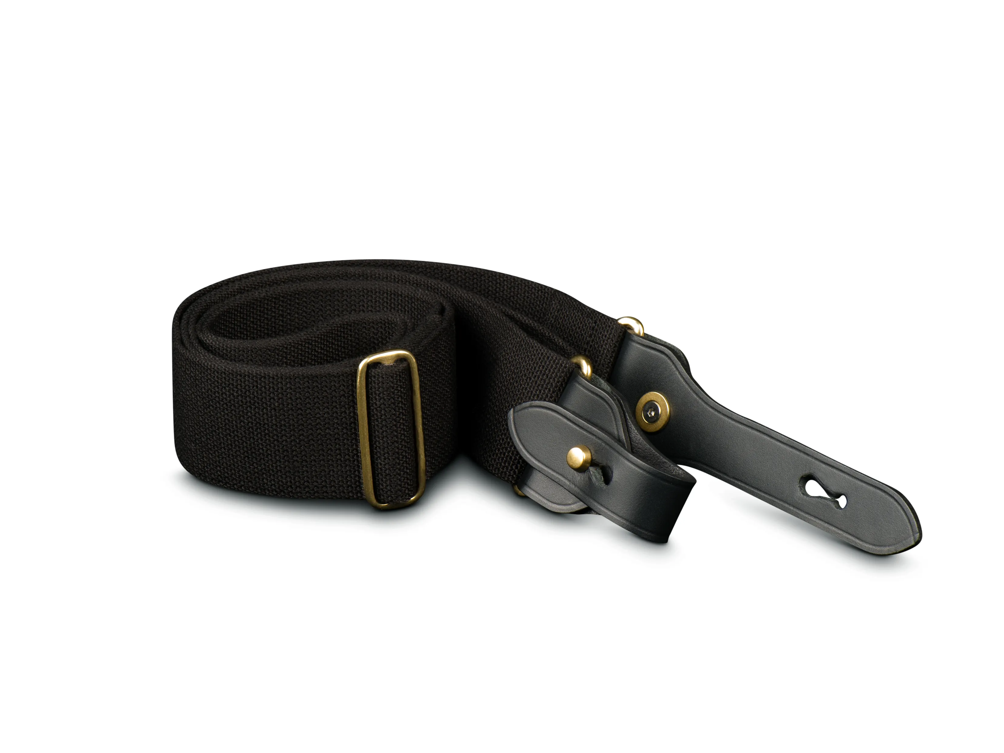 Shoulder Slings - H1 (Black Webbing / Black Leather / Brass)