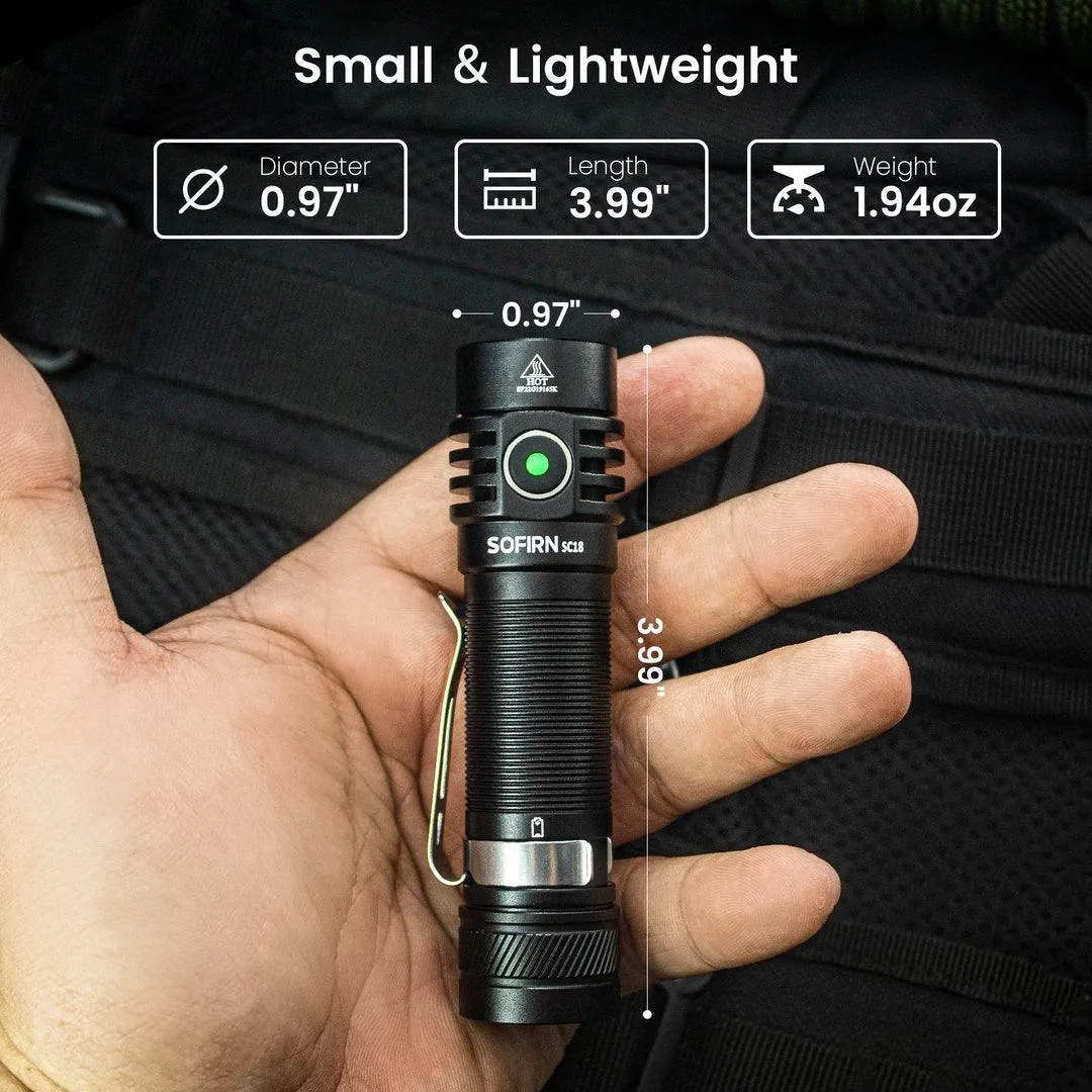 Sofirn SC18 LED Torch Rechargeable 1800lm Flashlight Super Bright